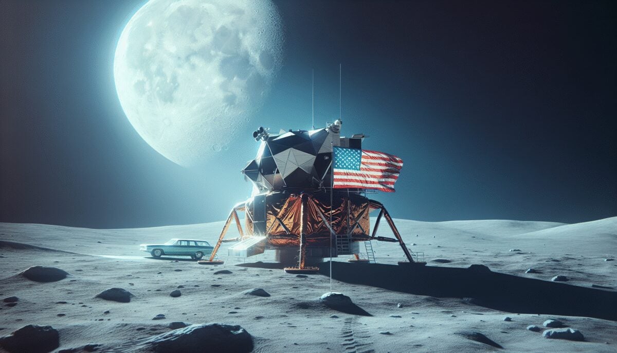 Historickou americkou vlajku, která je na Měsíci, koupila NASA v maloobchodě za $5,50 Historickou americkou vlajku, která je na Měsíci, koupila NASA v maloobchodě za $5,50